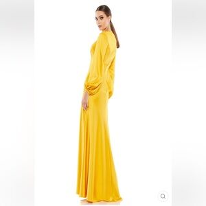 Mac Duggal Vibrant Yellow Long Sleeve Evening Gown